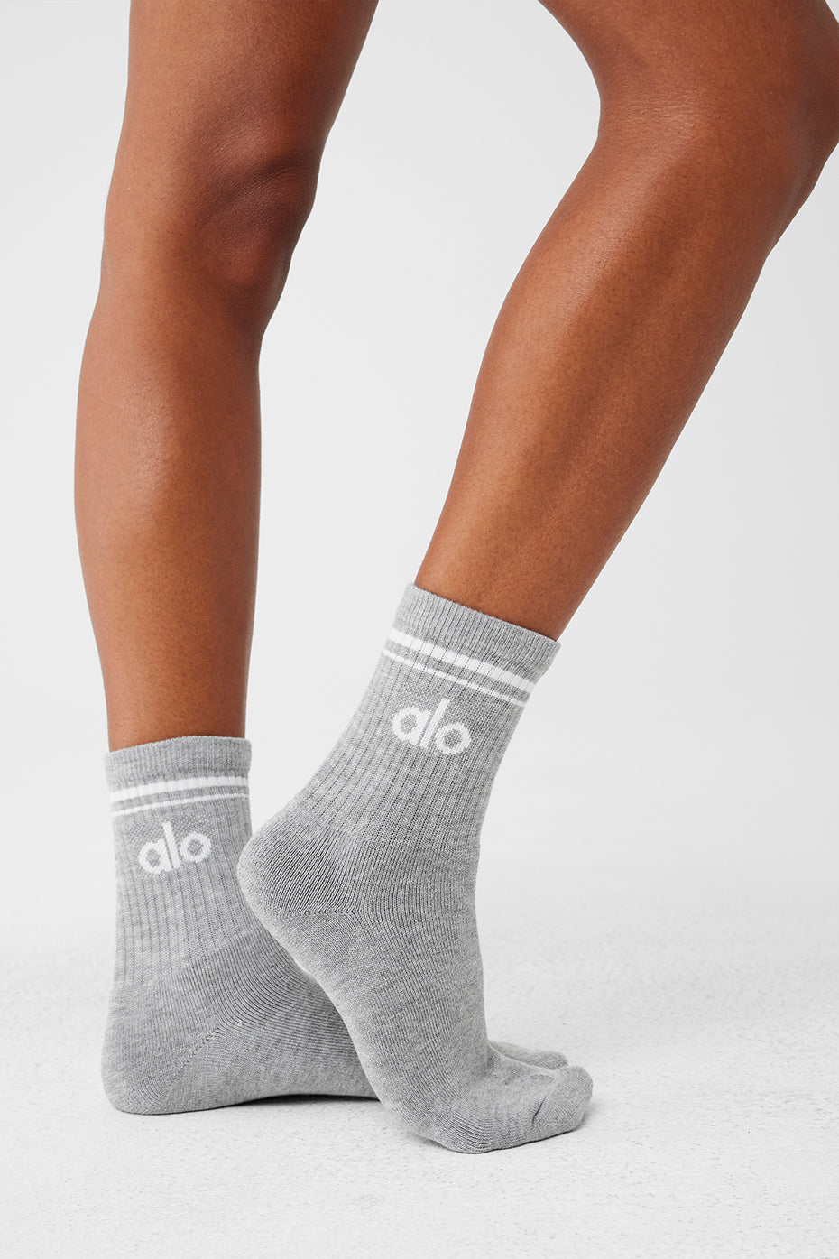 Alternative view of Unisex Half Crew Throwback Sock   Athletic Heather Grey/White