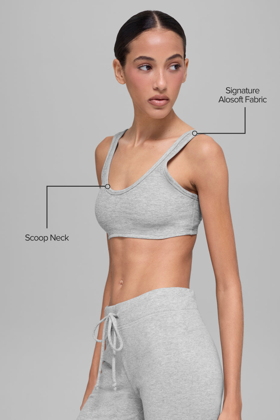 Alternative view of Alosoft Center Stage Bra   Athletic Heather Grey