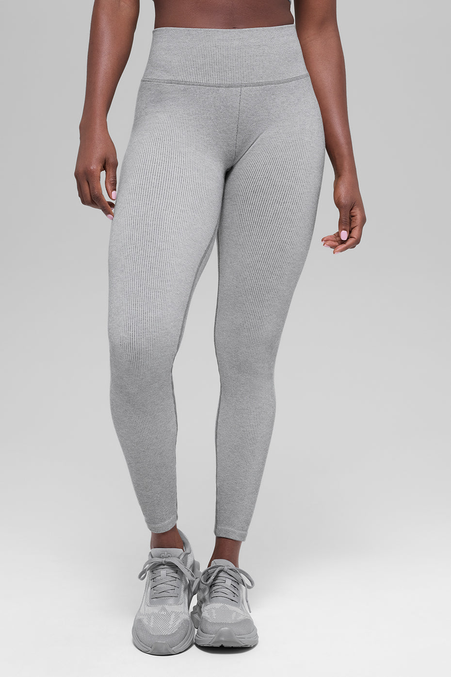 Alternative view of Seamless High Waist Two Tone Rib Legging   Light Misty Grey Heather