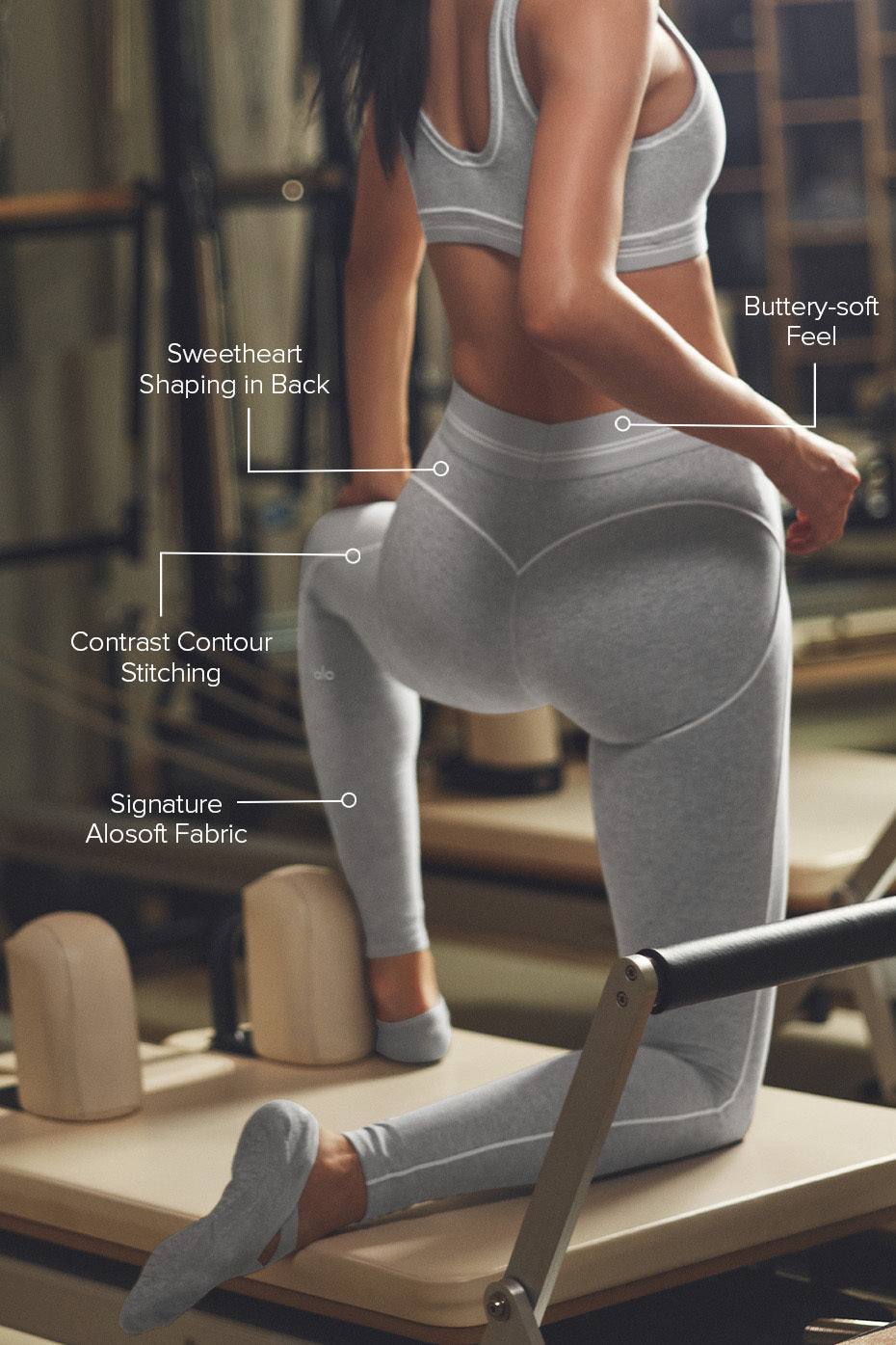 Alternative view of Alosoft High Waist Heart Throb Legging   Athletic Heather Grey/White