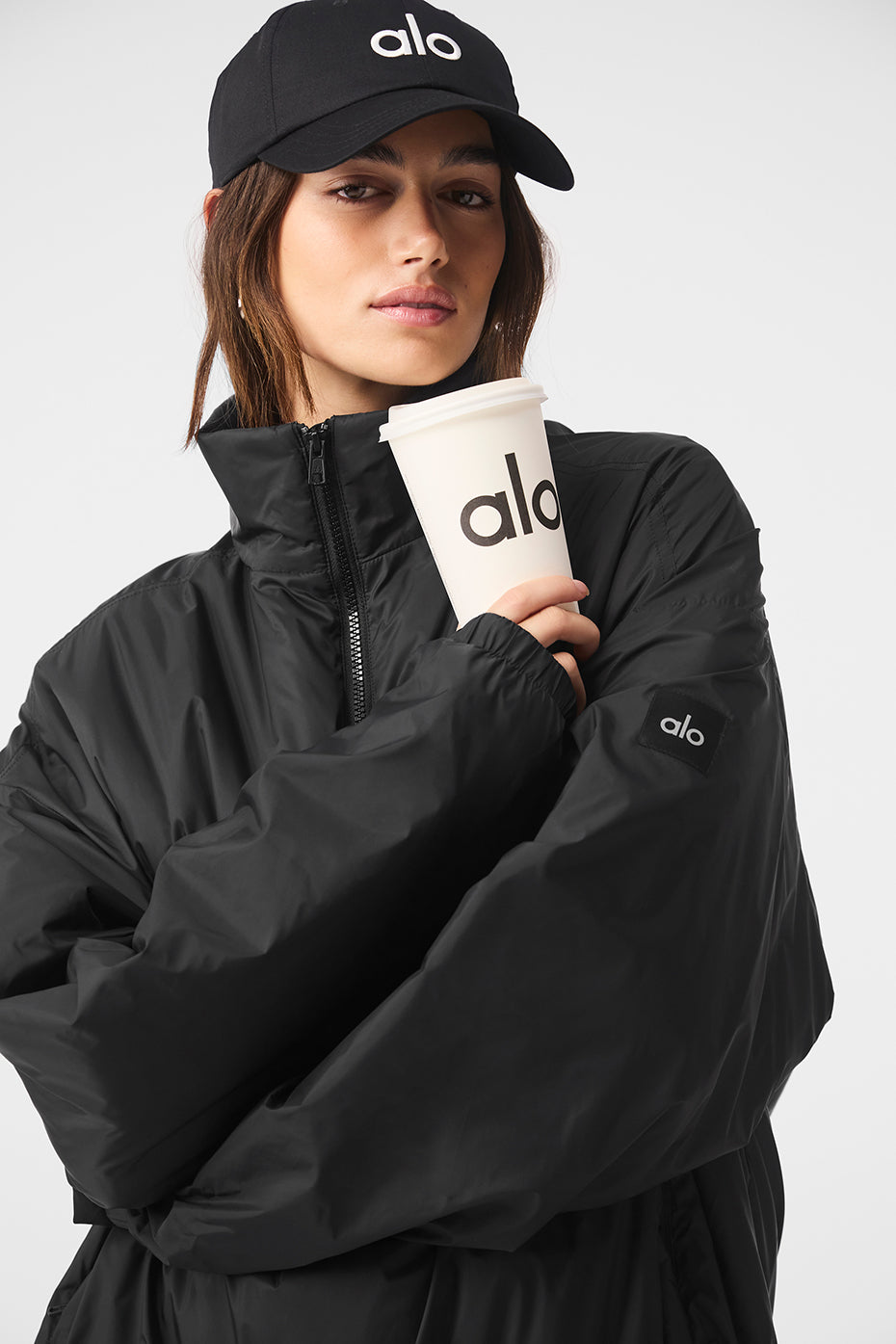 Alternative view of Latitude Light Weight 1/2 Zip Pullover Jacket   Black