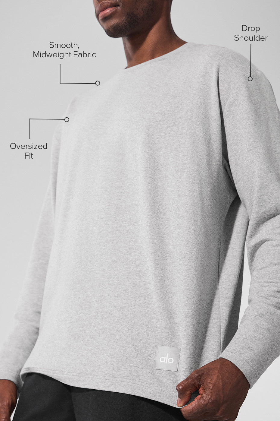 Alternative view of Double Take Long Sleeve Crew   Athletic Heather Grey