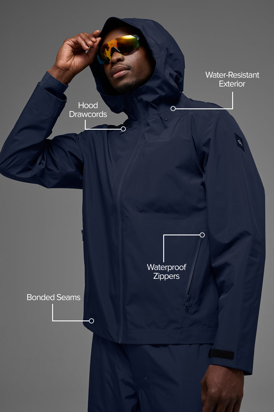 Alternative view of Alpha Shell Jacket   Navy