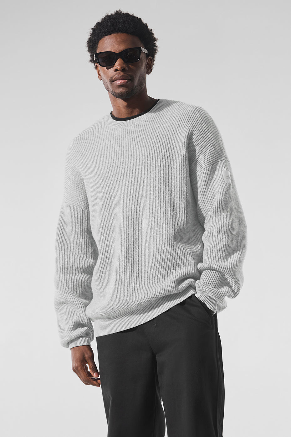 Domain Rib Knit Crew Sweater   Athletic Heather Grey