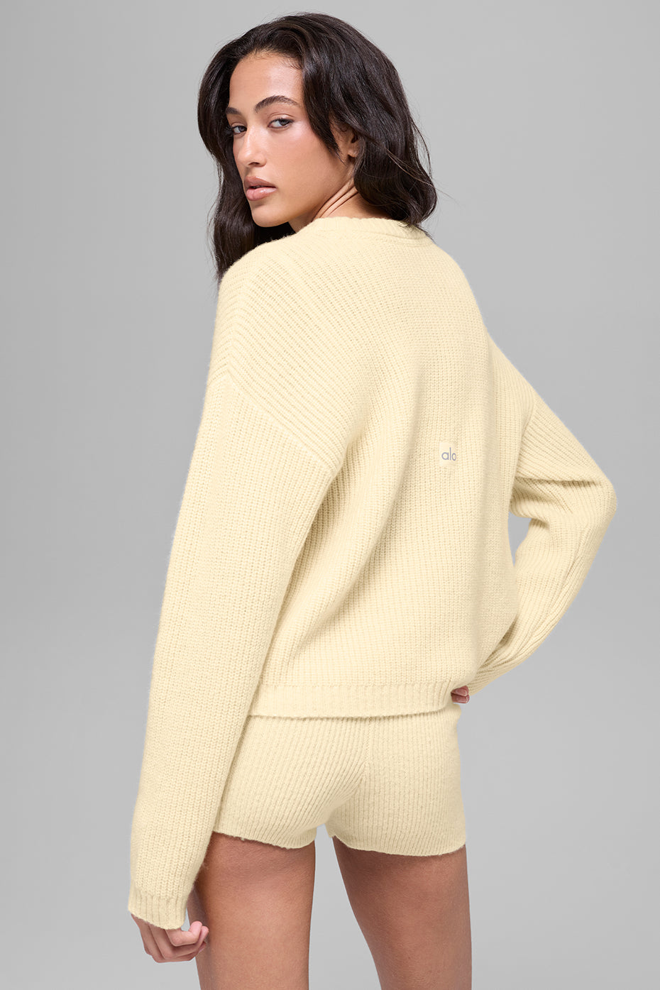 Alternative view of Wool Cashmere Ribbed Noble Crewneck Sweater   Candlelight Yellow