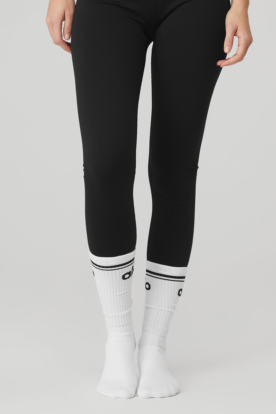 Alternative view of Women's Throwback Barre Sock   White/Black