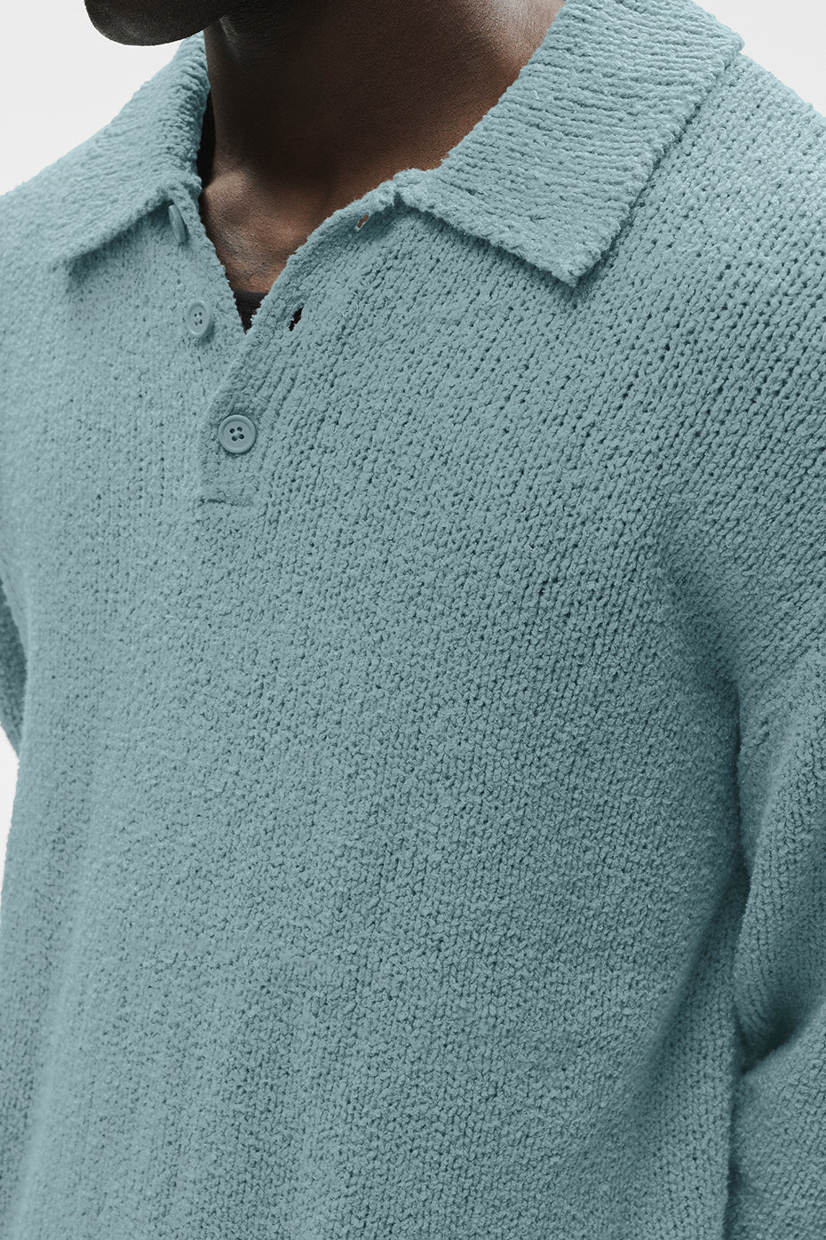 Alternative view of Textured Knit Long Sleeve Polo   Desert Sage