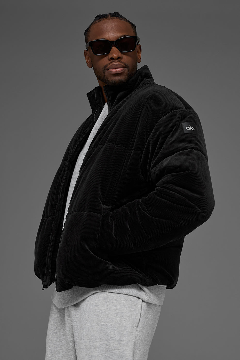 Corduroy Stage Puffer   Black