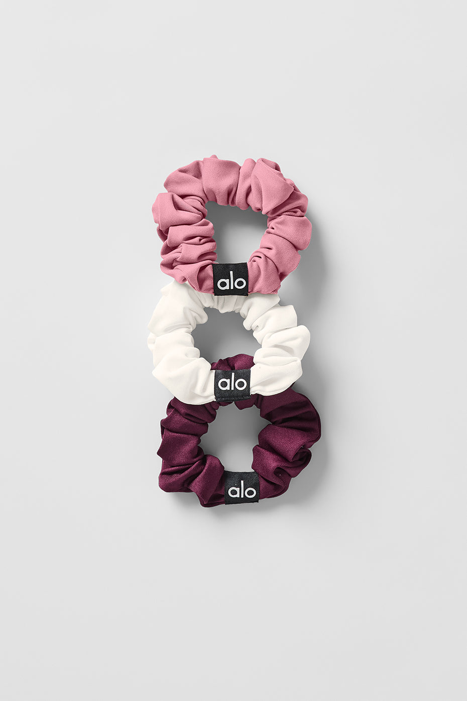 Fresh Mini Scrunchie (3 Pack)   Burgundy/Pink Wild Rose/Ivory