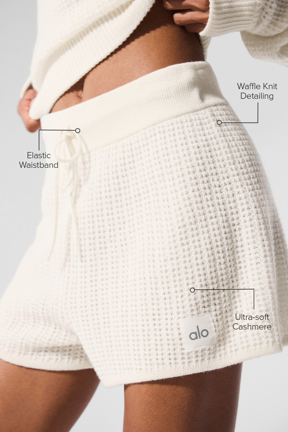 Alternative view of Cashmere High Waist Plush Waffle Short   Ivory