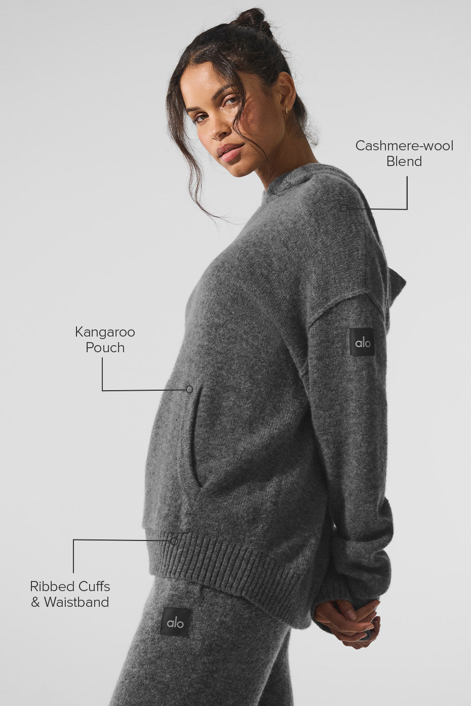 Alternative view of Wool Cashmere New Class Hoodie   Platinum Grey