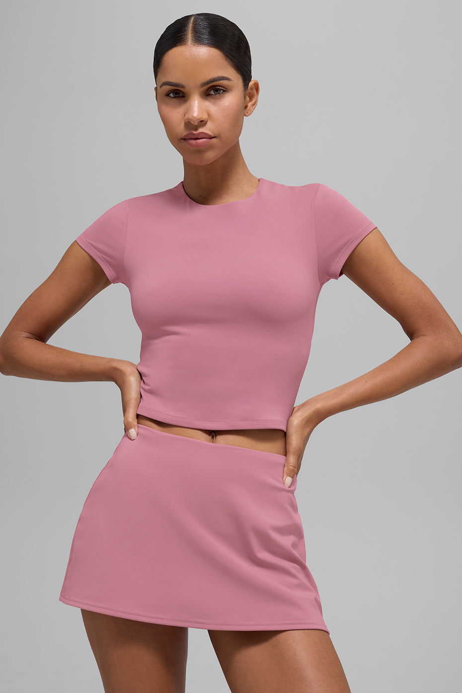 Alternative view of ALO Softsculpt Precision Short Sleeve Top   Pink Wild Rose