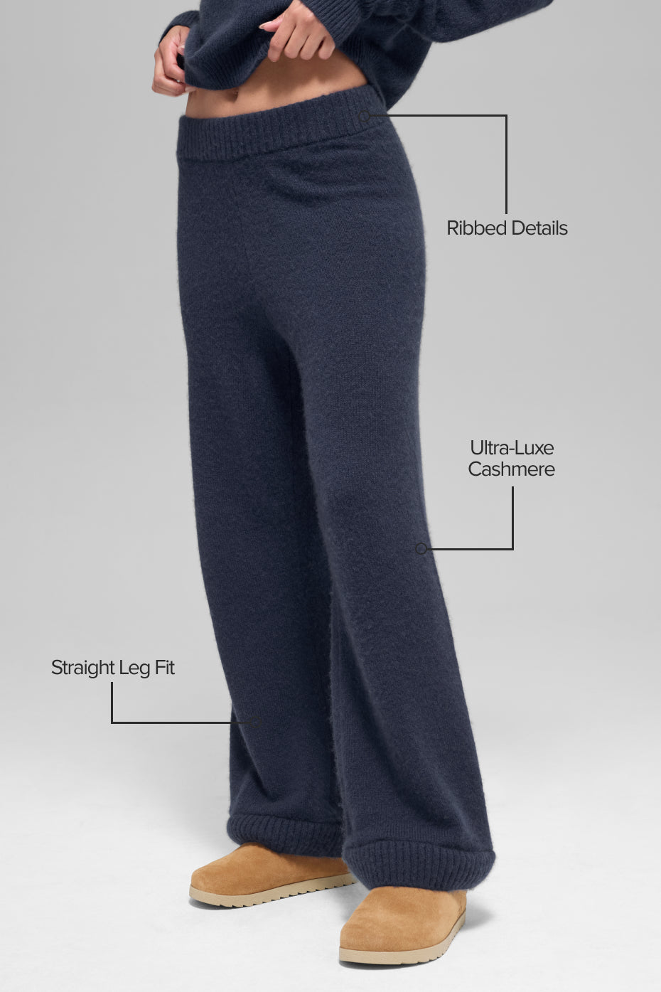 Alternative view of Wool Cashmere High Waist New Class Wide Leg Pant   Navy