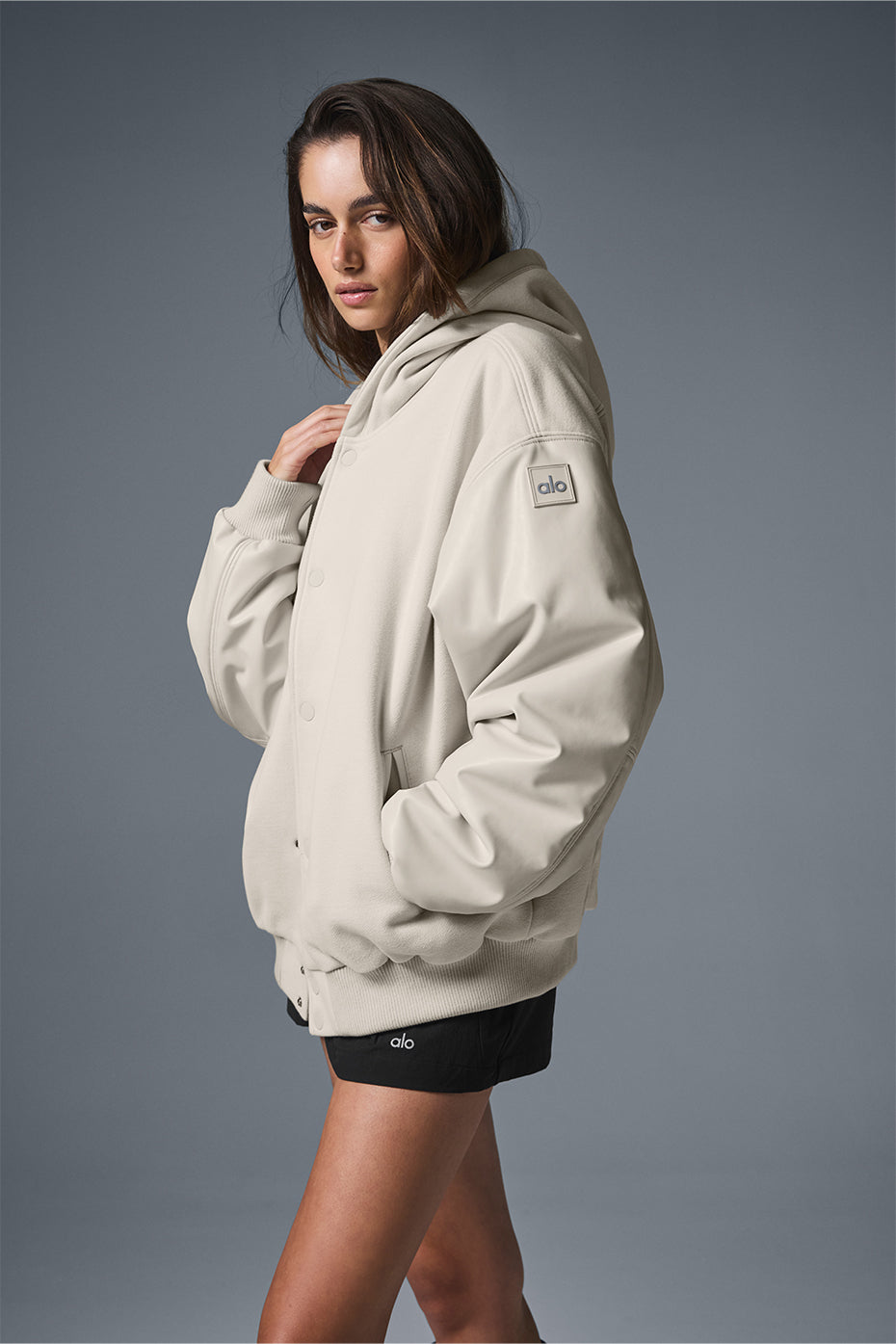 Alternative view of Select Hooded Bomber Jacket   Bone