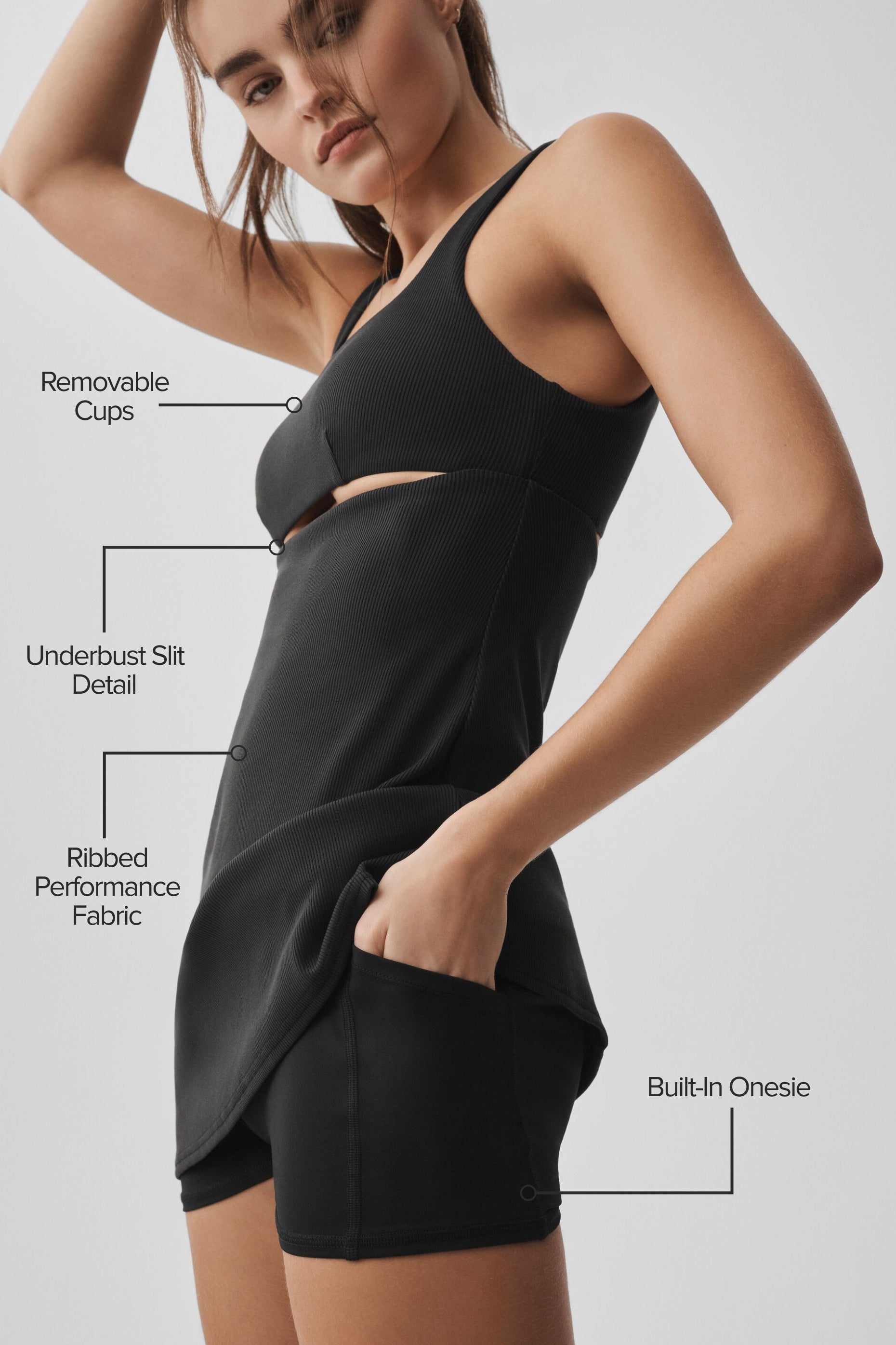 Alternative view of Slice Tennis Dress   Black