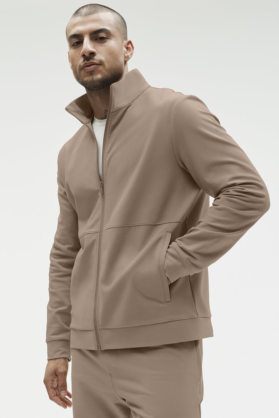 Conquer Max Mock Neck Full Zip   Gravel