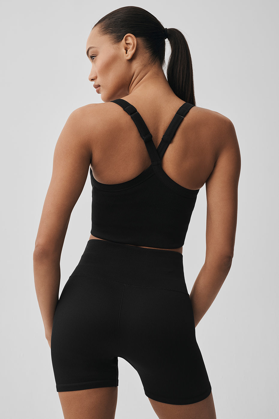 Alternative view of Seamless Ribbed Favorite Bra Tank   Black