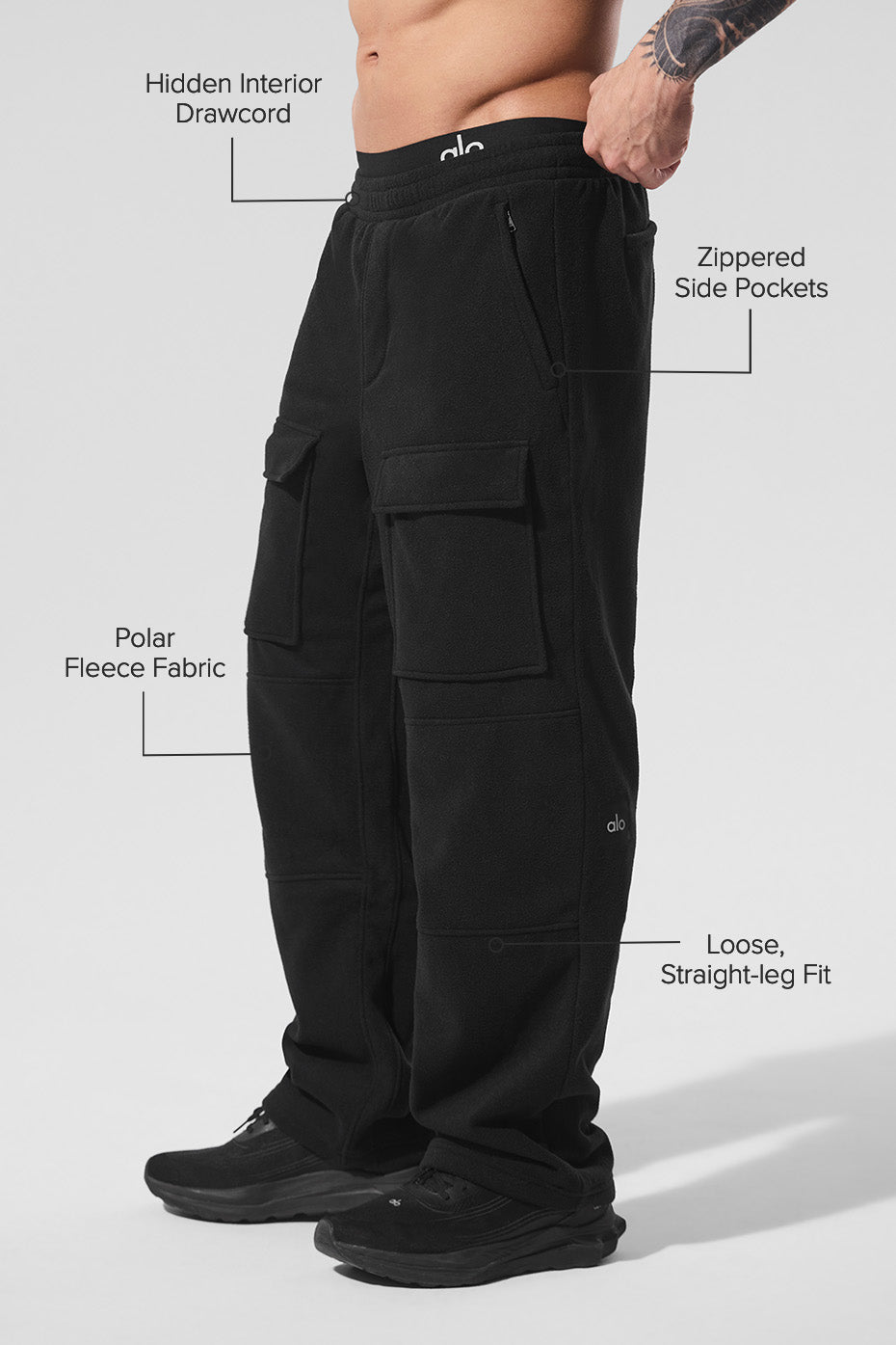 Alternative view of Polar Fleece Ridge Cargo Pants   Black