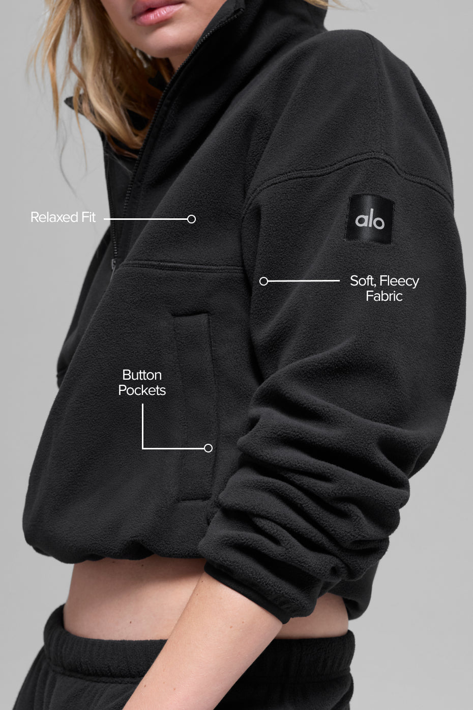 Alternative view of Polar Fleece Retreat Cover Up   Black