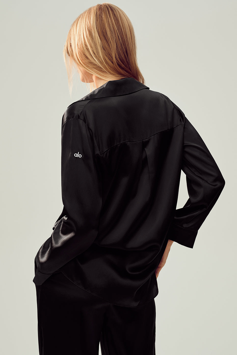 Alternative view of Silk Luminous Button Up   Black