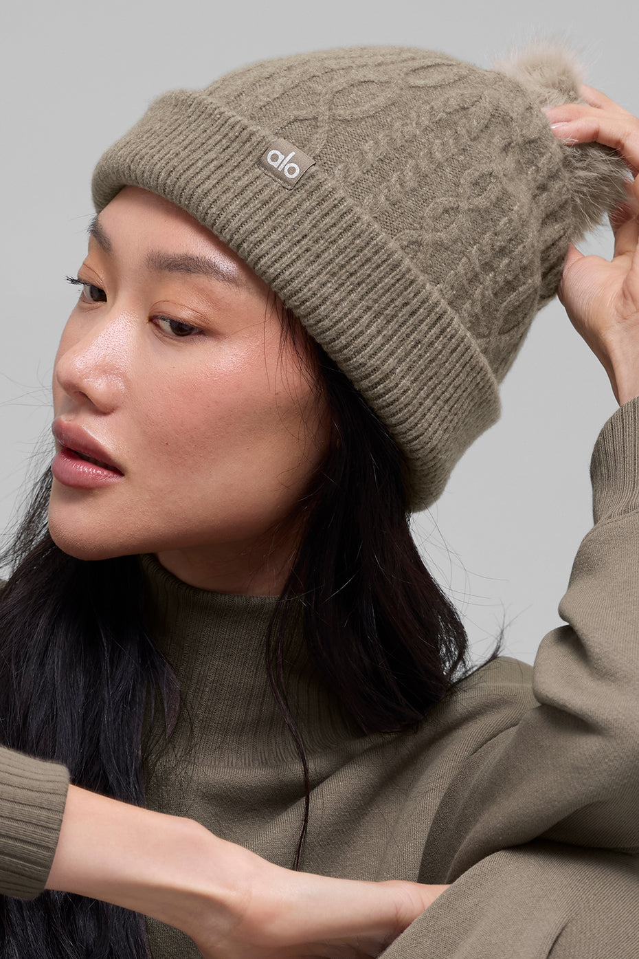 Cable Knit Winter Bliss Beanie   Light Cocoa