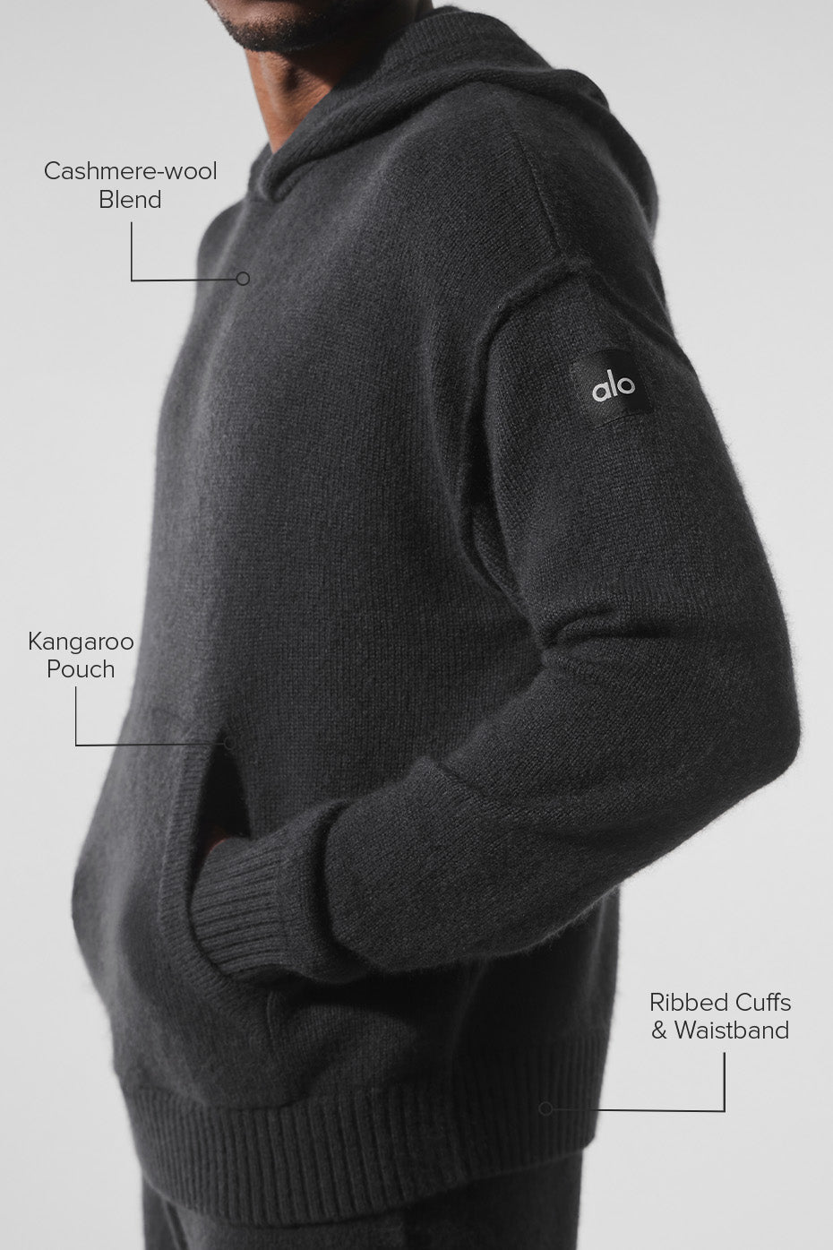 Alternative view of Wool Cashmere New Class Hoodie   Black