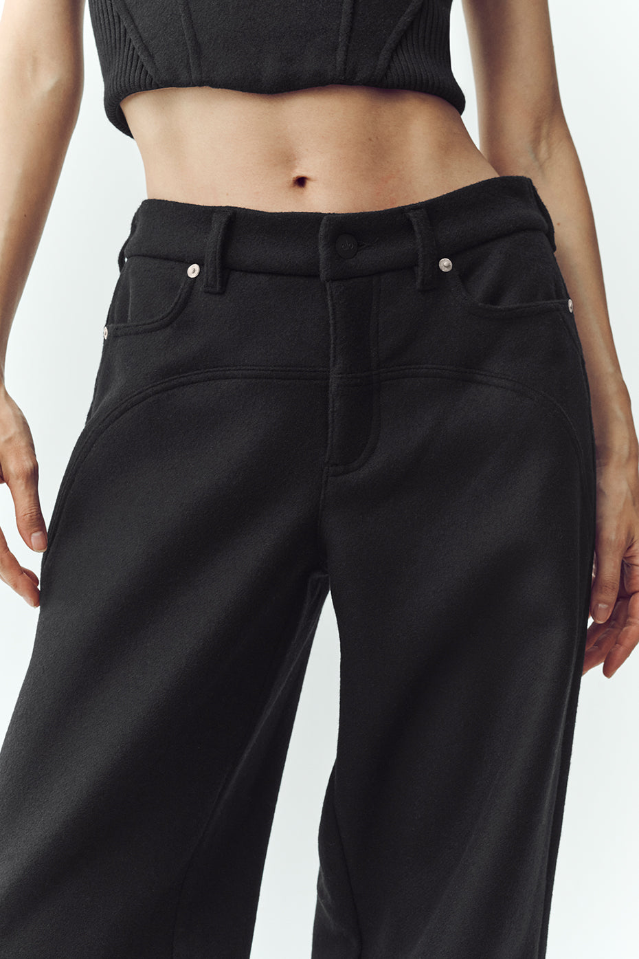 Alternative view of Wool Blend Nightcap Wide Leg Pant   Black