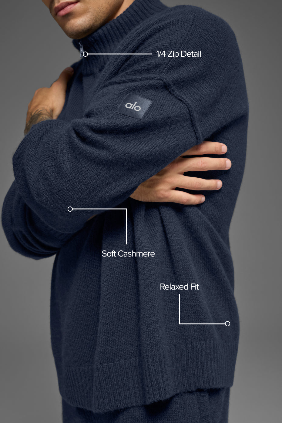 Alternative view of Wool Cashmere New Class 1/4 Zip Pullover   Navy