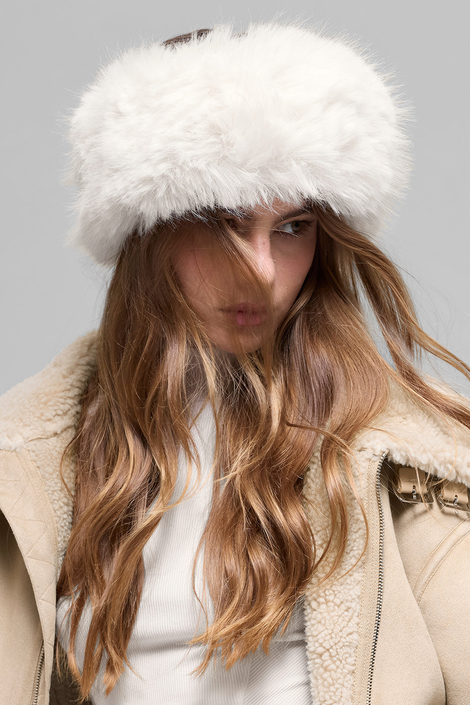 Opulent Faux Fur Wintersun Headband   Ivory
