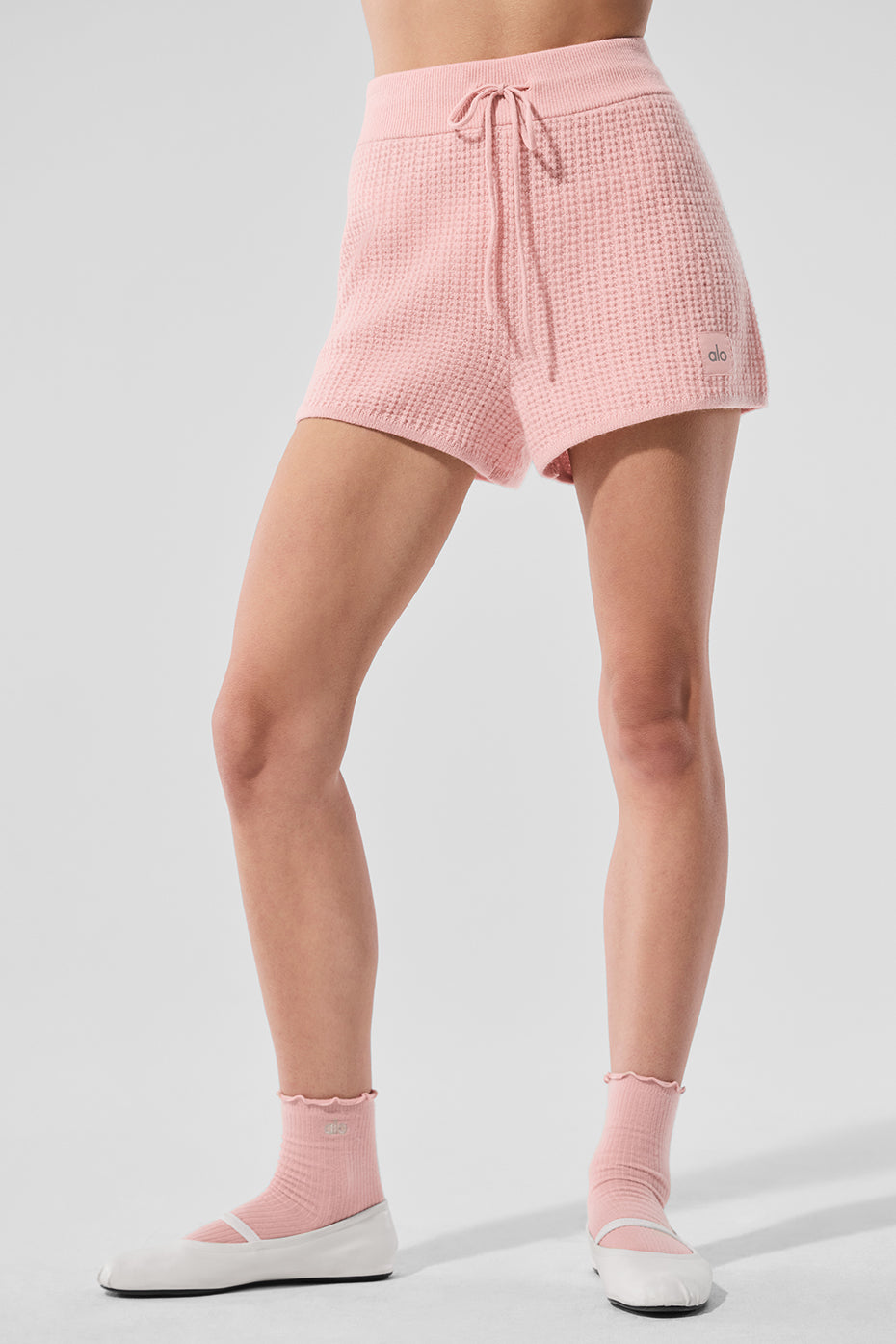 Cashmere High Waist Plush Waffle Short   Pink Quartz