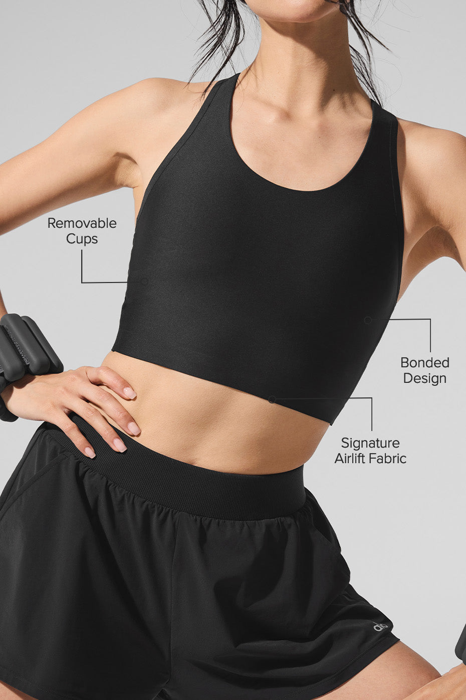 Alternative view of Airlift Super Sleek Bra Tank   Black