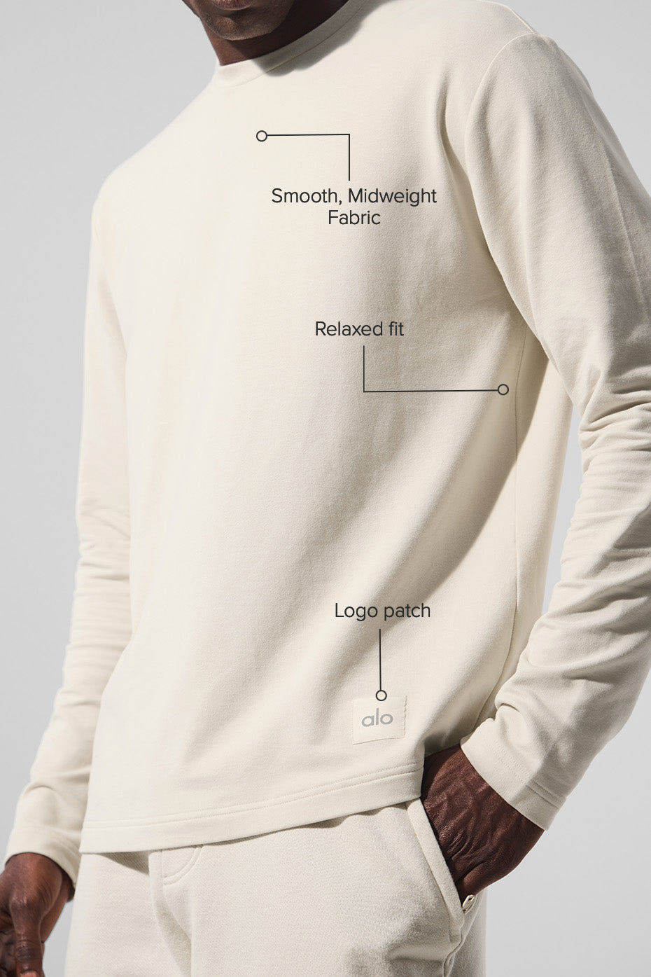 Alternative view of Double Take Long Sleeve Crew   Bone