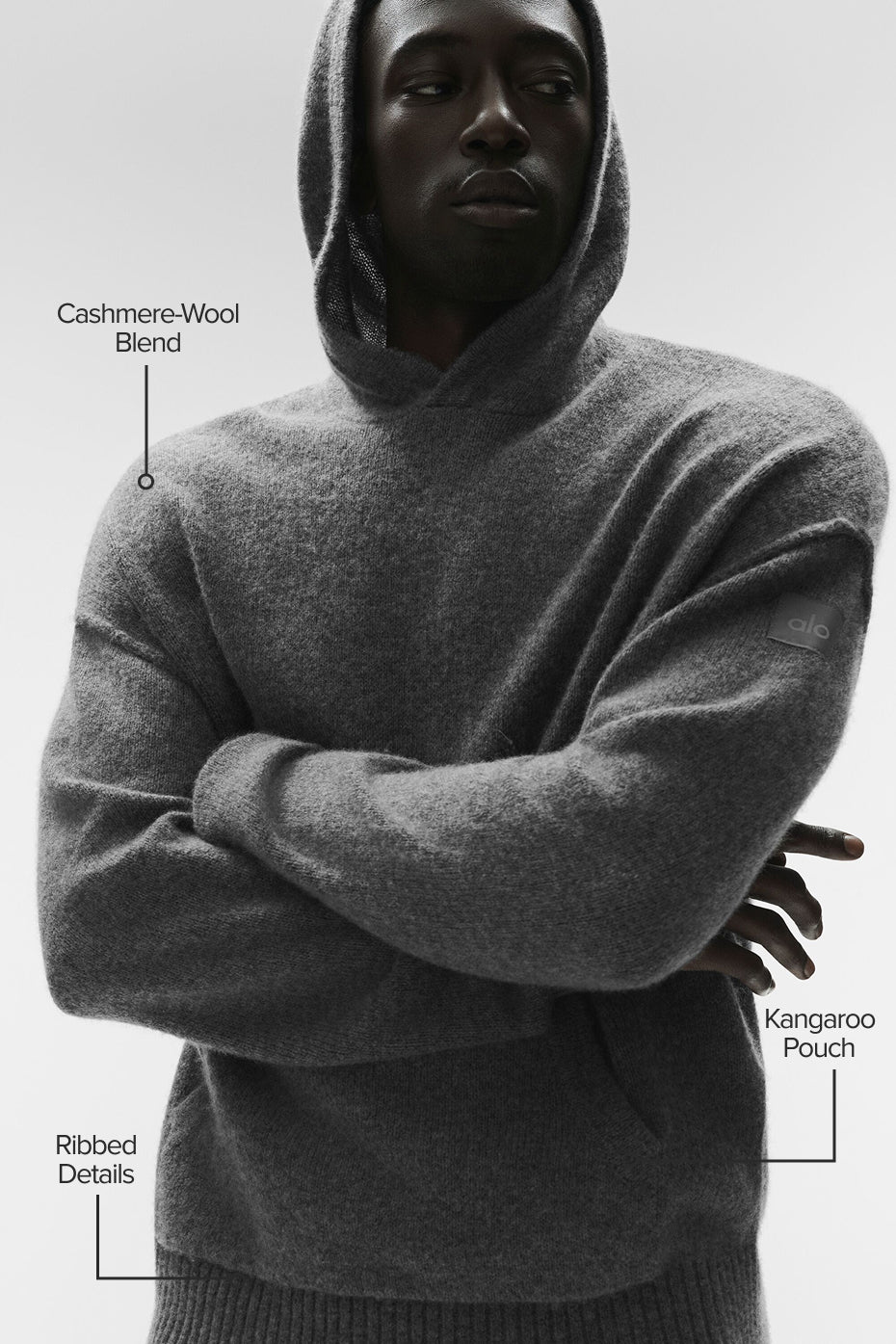 Alternative view of Wool Cashmere New Class Hoodie   Platinum Grey