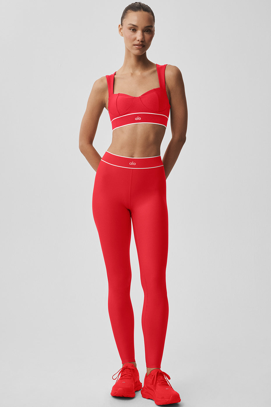 Airlift High Waist Alignment Legging   Bright Red/White