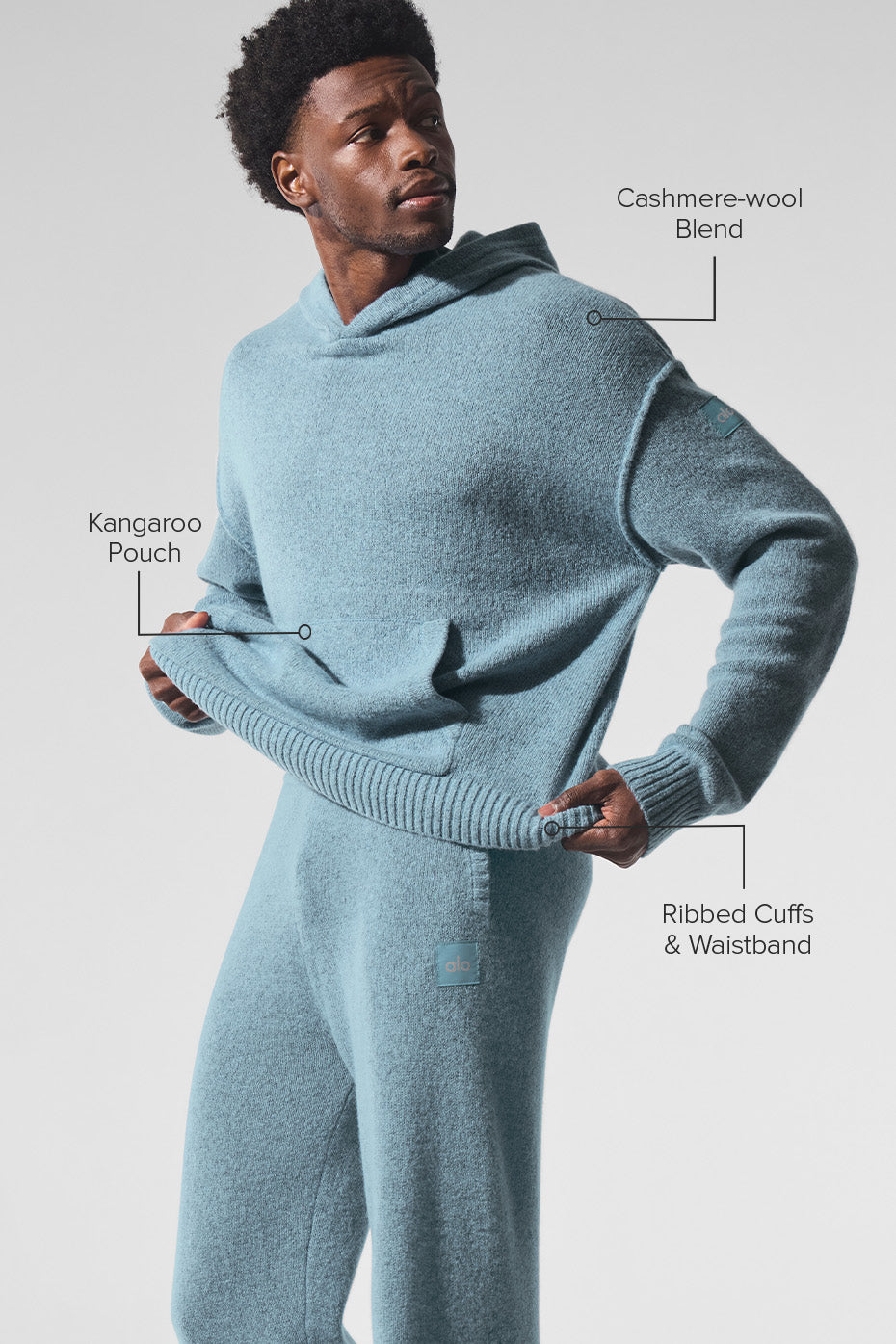 Alternative view of Wool Cashmere New Class Hoodie   Celestial Blue Granite Heather