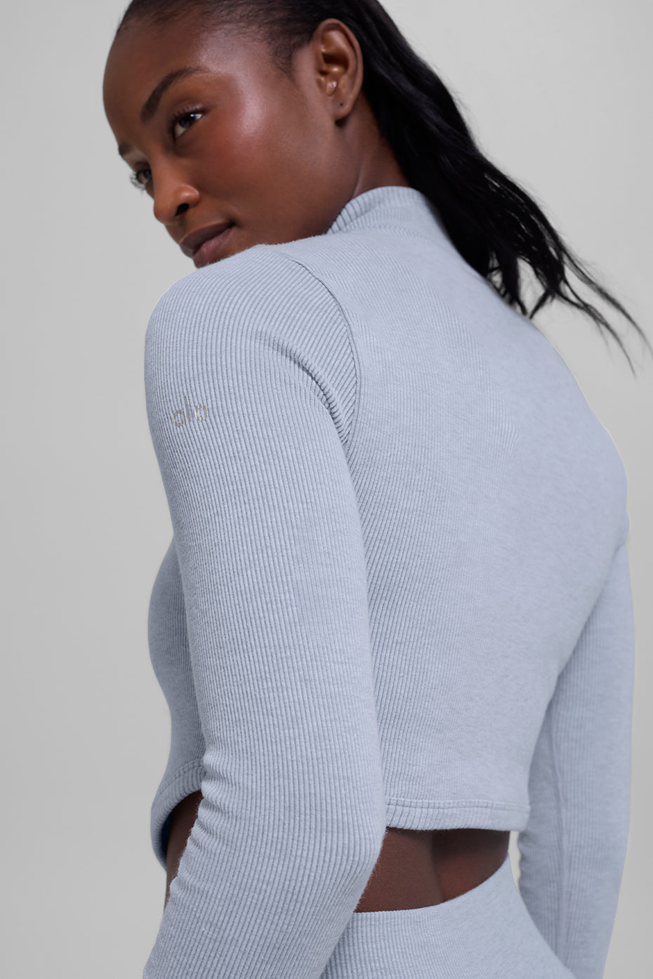 Alternative view of Seamless Two Tone Rib Jacket   Winter Frost Heather