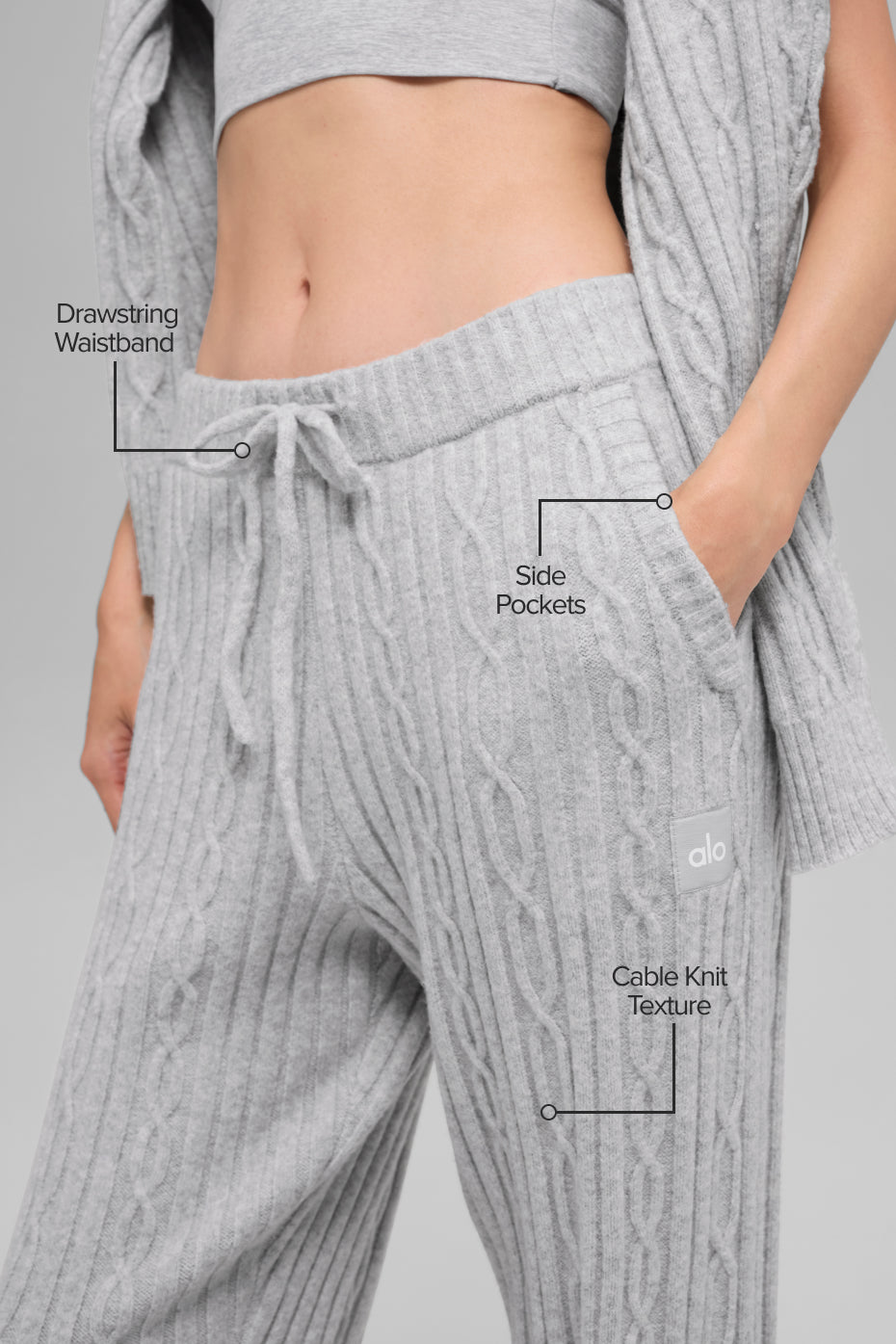Alternative view of Cable Knit Winter Bliss Pant   Athletic Heather Grey