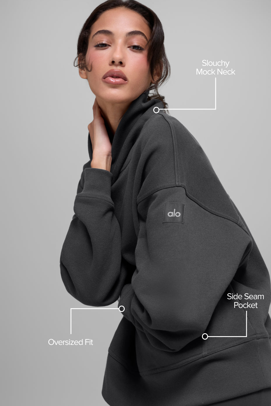 Alternative view of Hazy Mock Neck Pullover   Anthracite