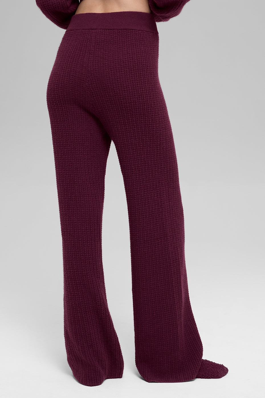 Alternative view of Cashmere High Waist Plush Waffle Pant   Burgundy