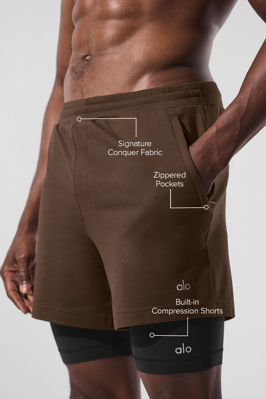 Alternative view of Conquer React 2 In 1 Performance Short   Espresso/Black
