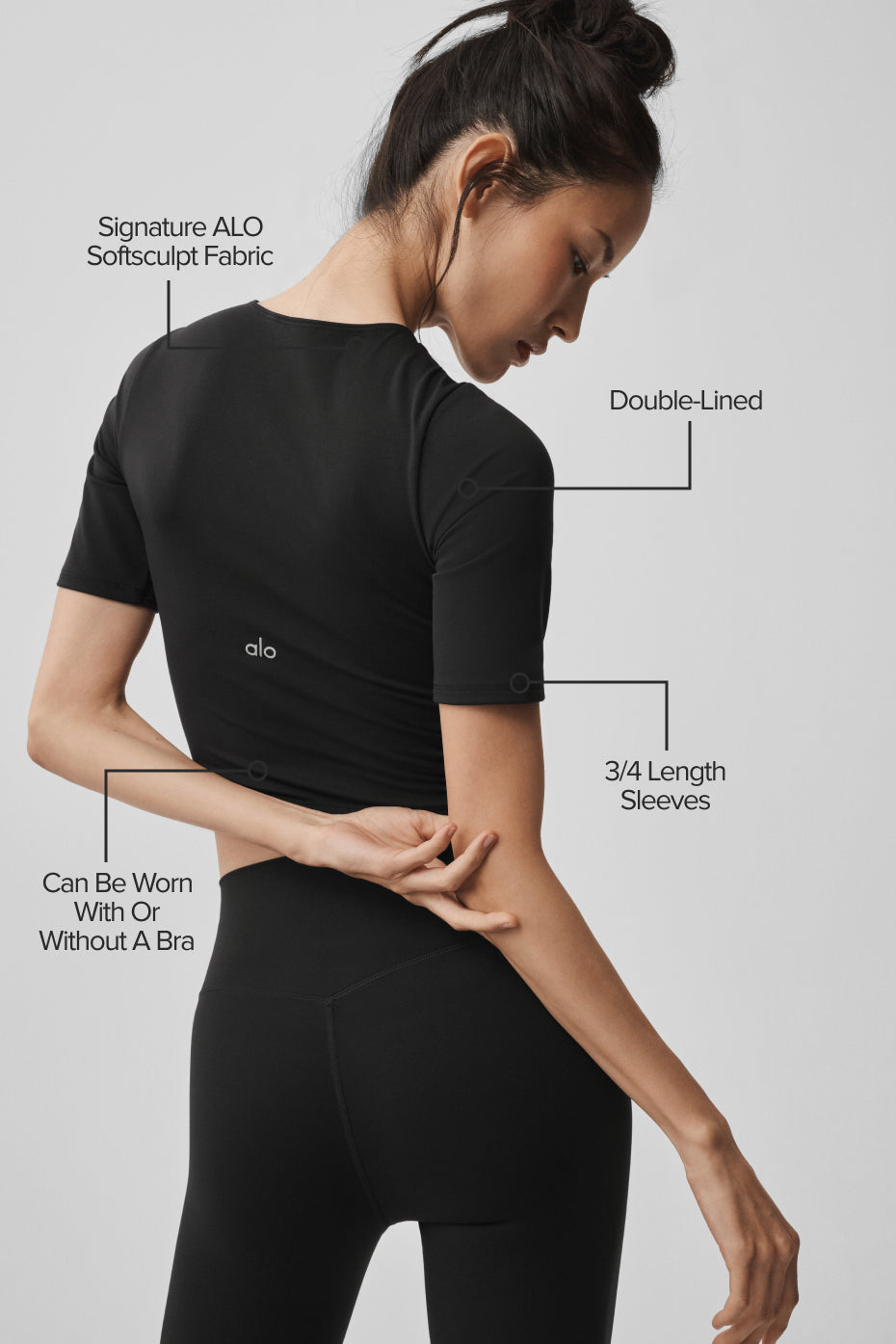 Alternative view of ALO Softsculpt Precision Half Sleeve Tee   Black