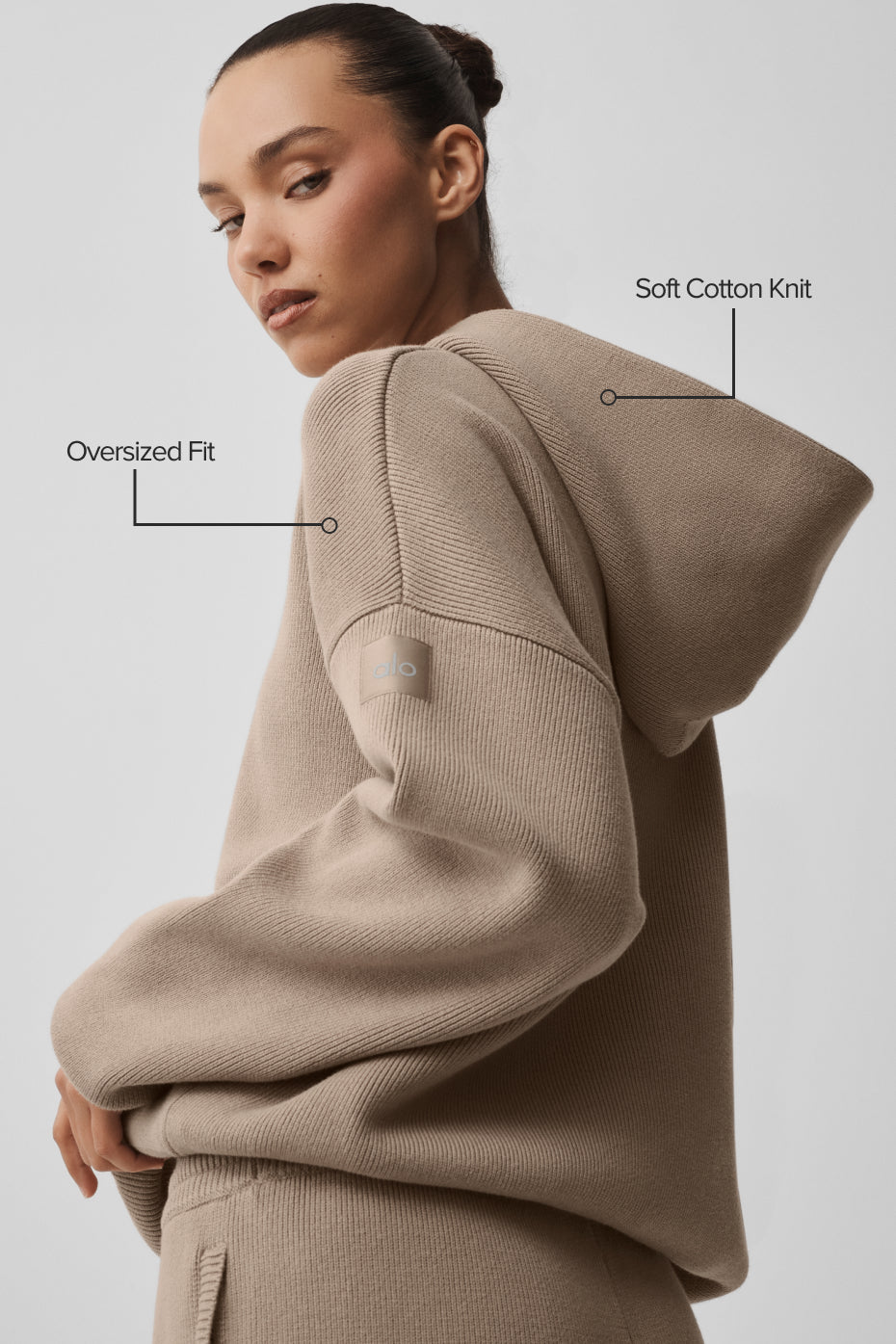 Alternative view of Scholar Hooded Sweater   Gravel