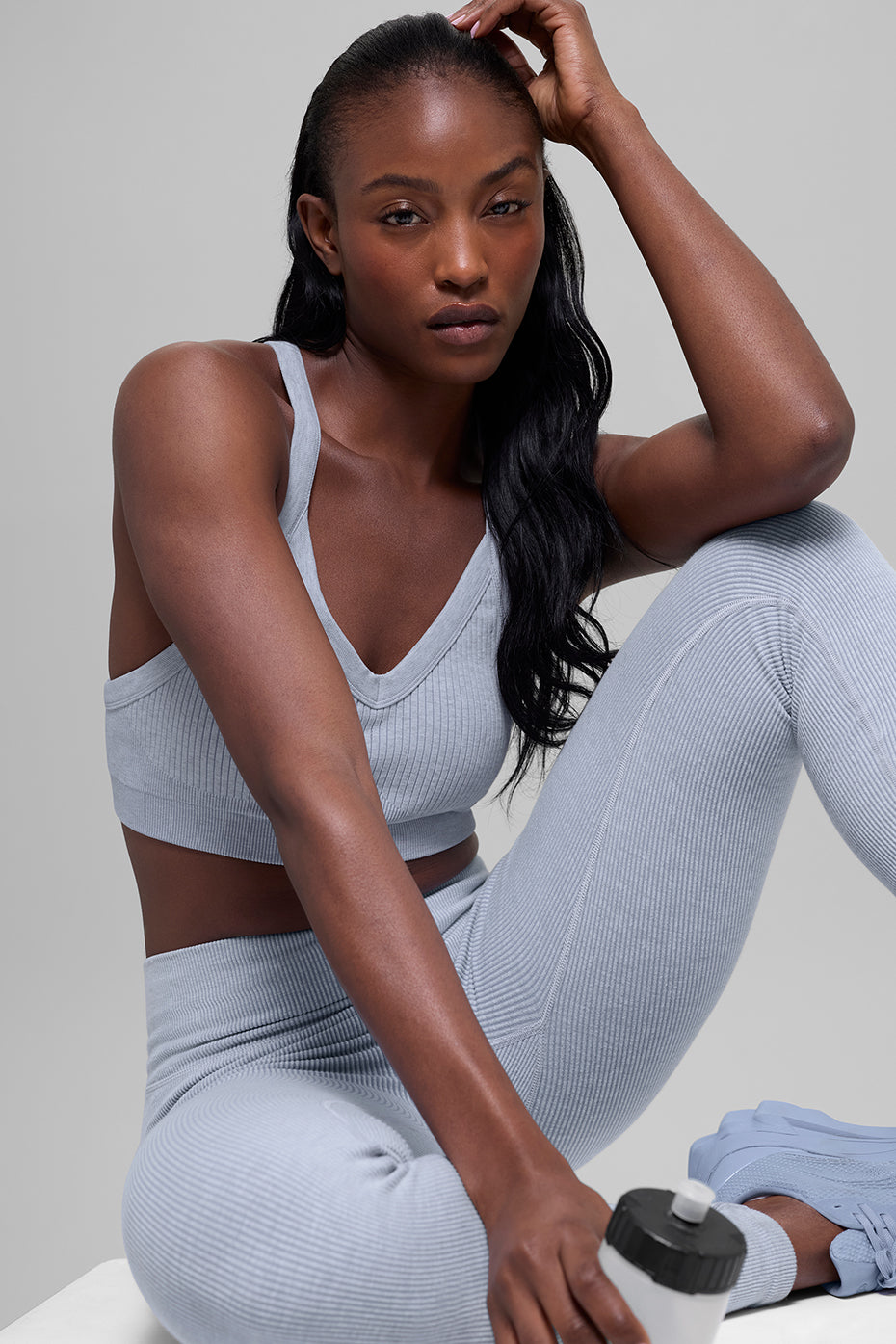 Seamless Two Tone Rib Bra   Winter Frost Heather