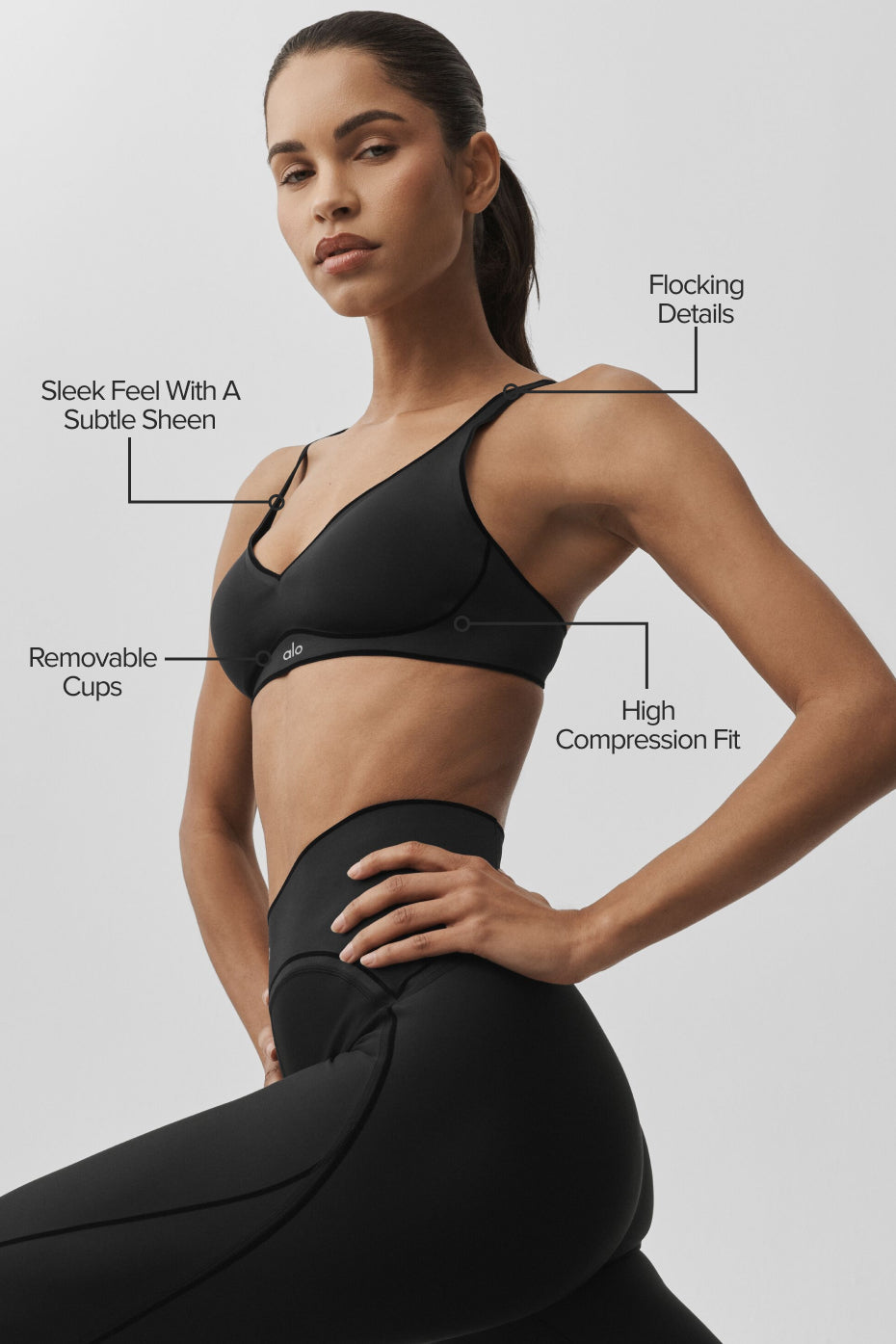 Alternative view of Airlift Top Notch Bra   Black