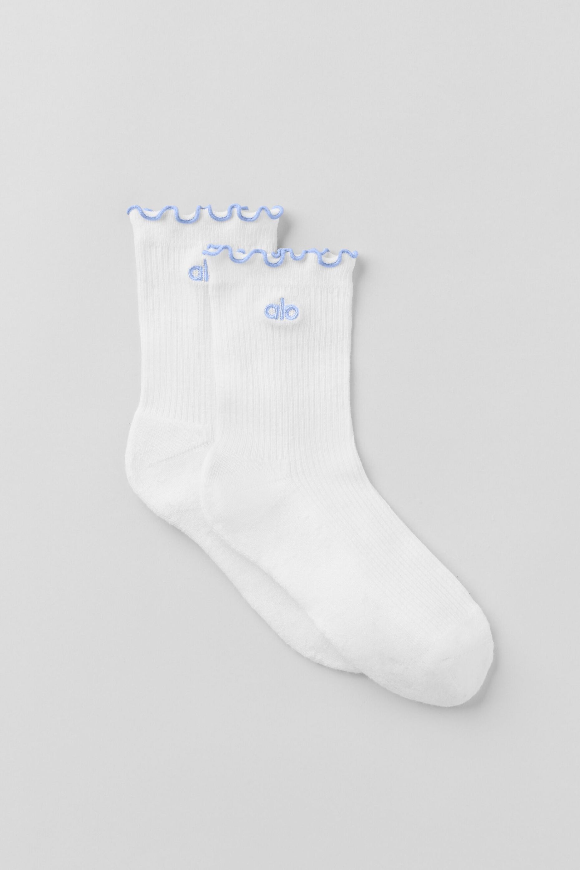 Women's Lettuce Edge Sock   White/Light Provence Blue