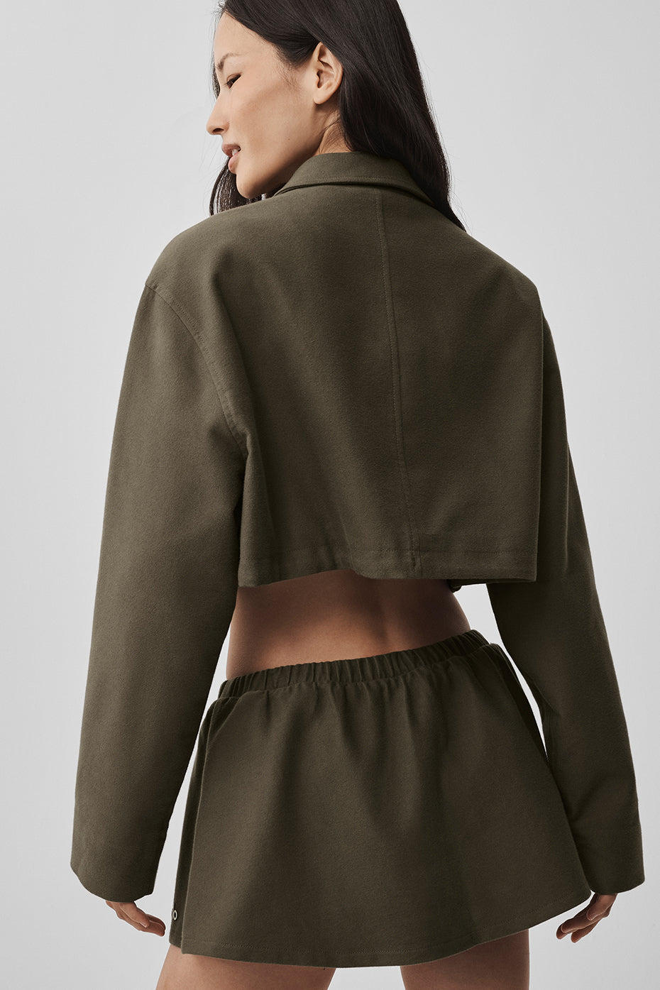 Alternative view of Cropped Fan Favorite Full Zip Jacket   Olive Tree