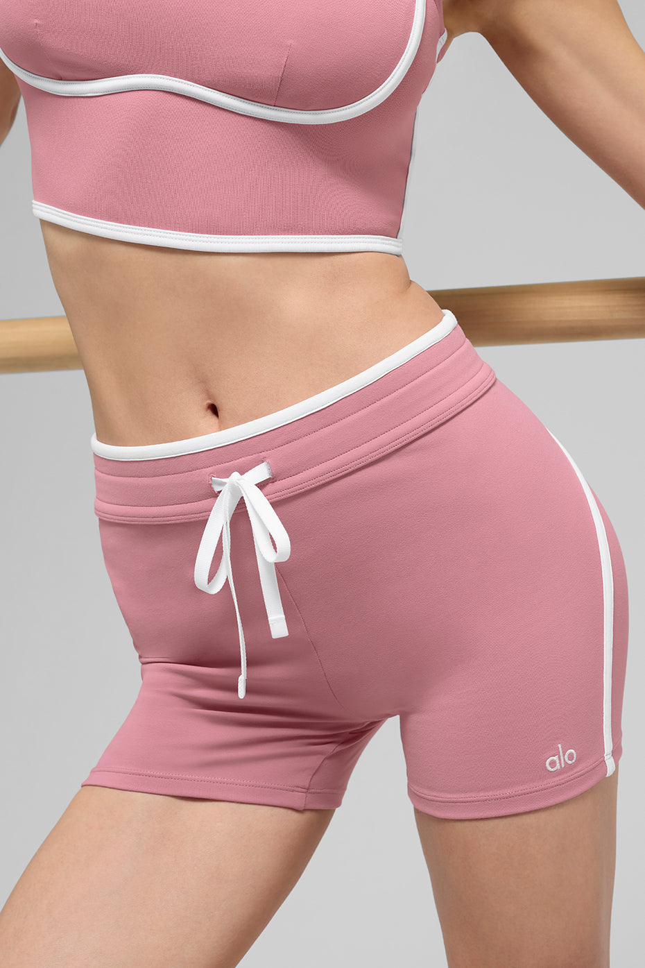 Alternative view of 4" Airbrush High Waist Race Pace Short   Pink Wild Rose/White