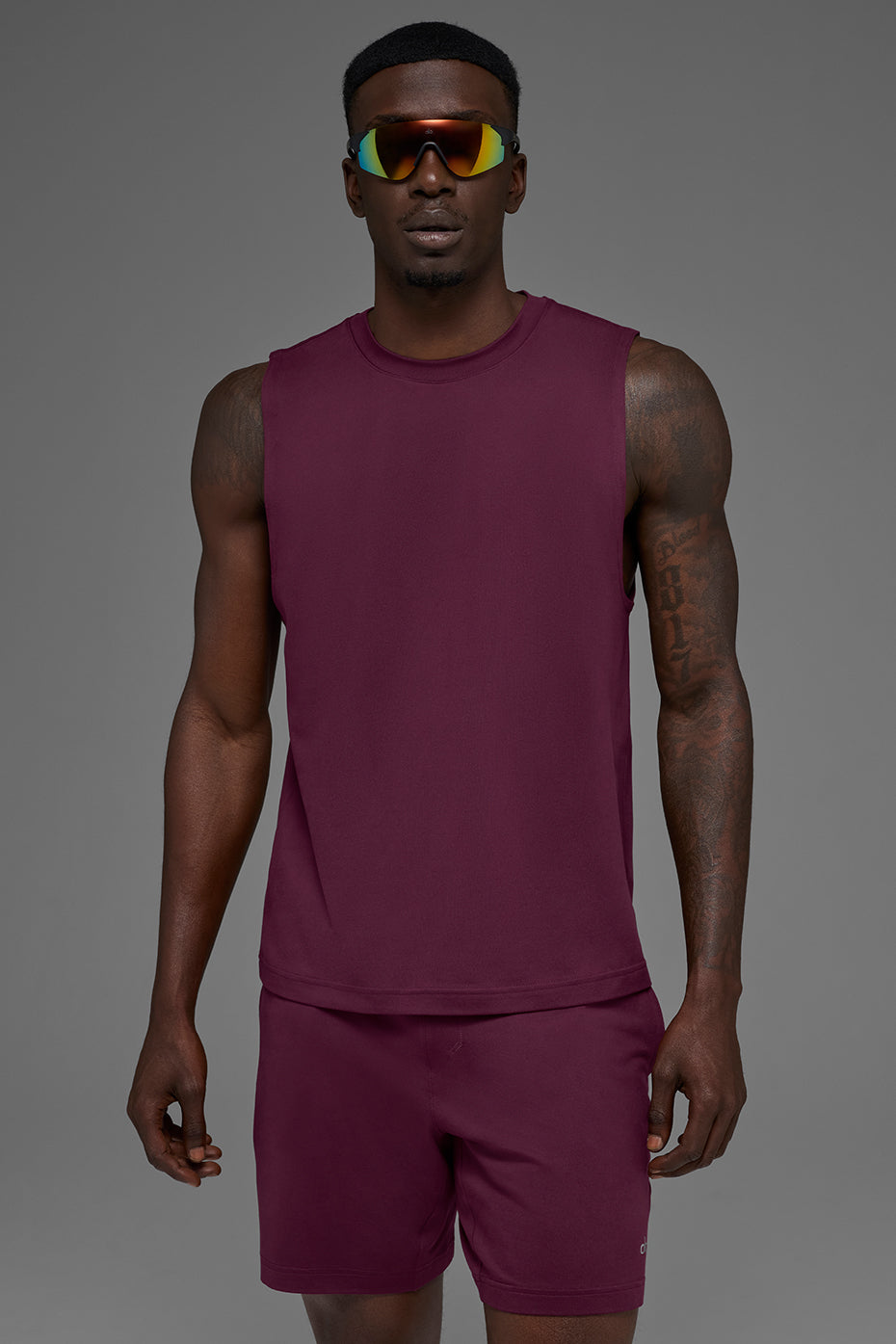 Alternative view of Conquer Muscle Tank   Burgundy