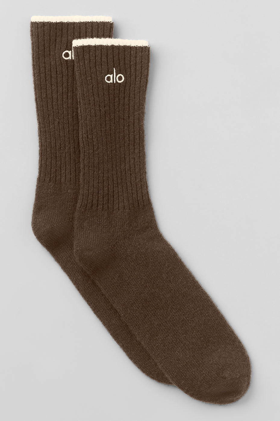Unisex Wool Cashmere Light Frosted Sock   Espresso Heather/Ivory