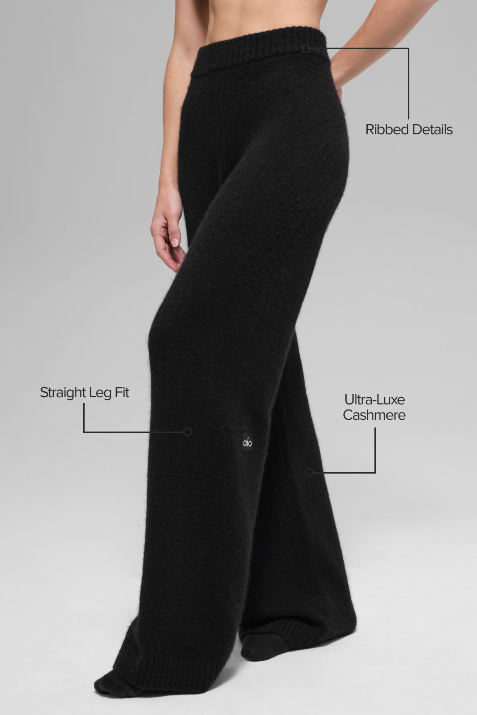 Alternative view of Wool Cashmere High Waist New Class Wide Leg Pant   Black